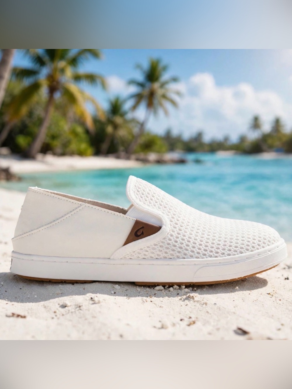 Olukai Pehuea Slip On Shoes Size 8.5 White Casual Drop In Heel